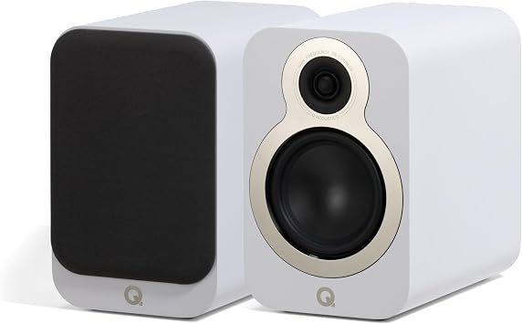 Q Acoustics 3030c Bookshelf Speaker Pair Satin White - 2-Way Reflex Enclosure Type, 5.5" Bass Driver, 0.9" Tweeter-Stereo Speaker/Passive Speakers for Home Theater Sound System