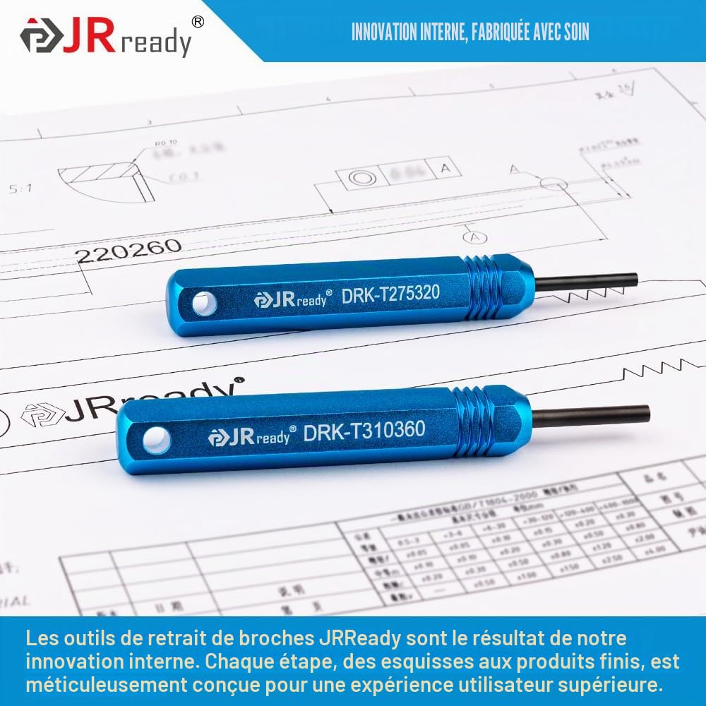 JRready ST5228 Kit d'outils d'extraction pour connecteurs à broches et douilles JST/AMP .157,5 cm/Molex .157,5 cm et 0,236,2 cm, connecteur mâle et femelle 5 pièces tailles