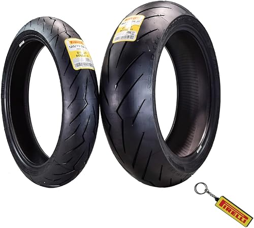 Miniatura 12 de Juego de neumáticos Pirelli Diablo Rosso III para motocicleta: 110/70 ZR 17 M/C delantero y 150/60 ZR 17 M/C TL trasero - Alto rendimiento, duradero