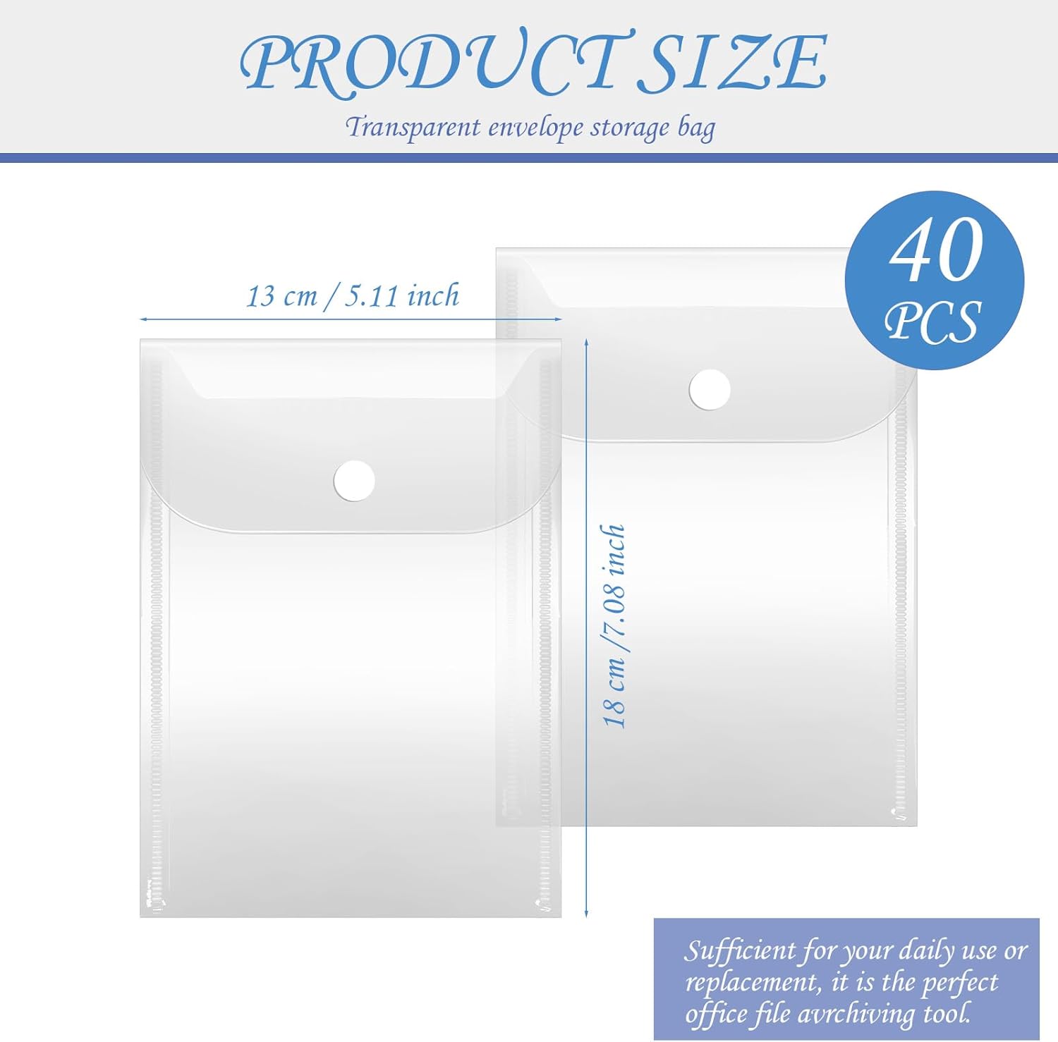 40 Pack Clear Die and Stamp Storage Bag, Snap Plastic Envelopes 5x7 Transparent Plastic Folders for Cutting Dies Stencil Embossing Crafts and Organize Store Small Items - Image 2