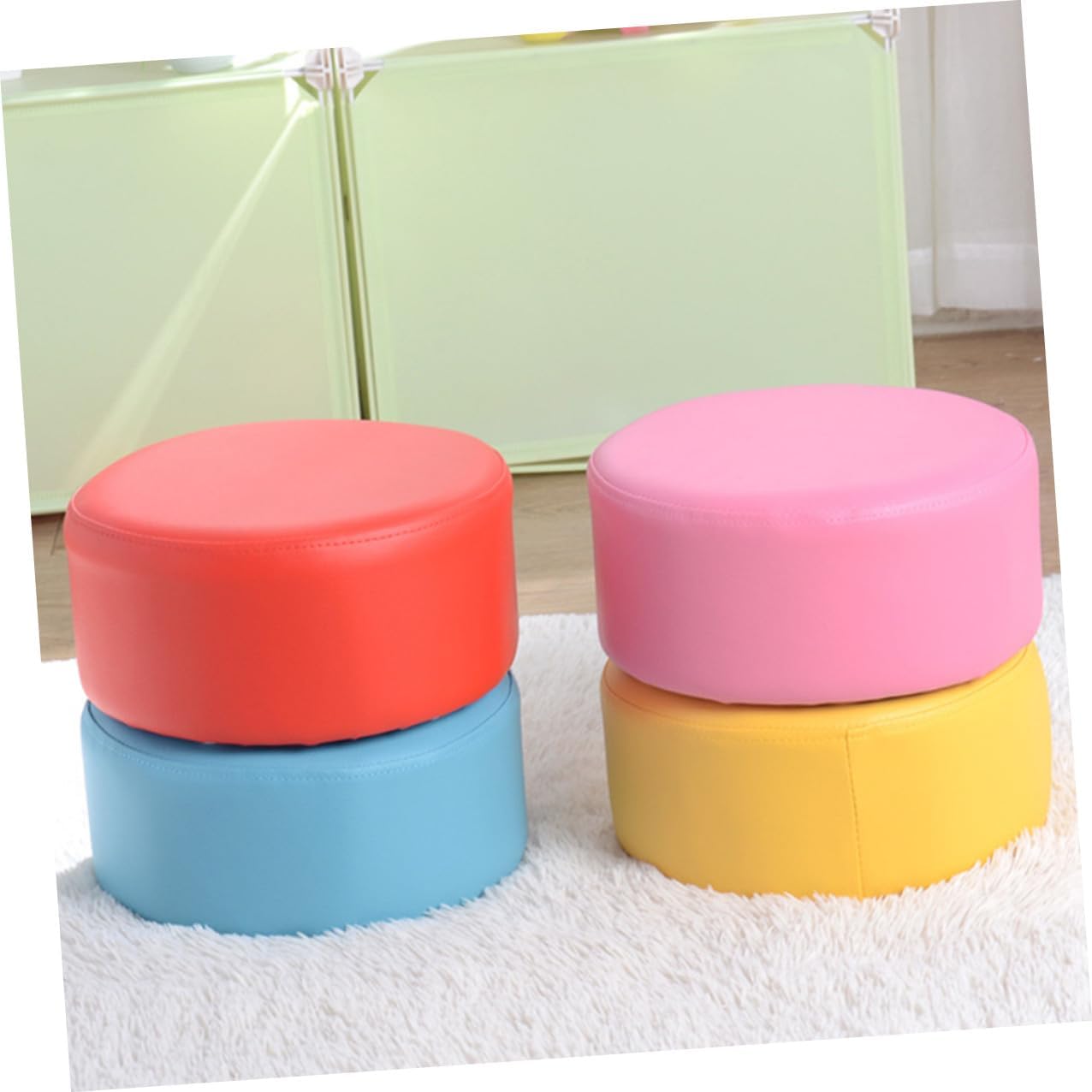Non-Slip Pink Footstool 28x28x13cm, Small Lightweight ’s Round Seat Stool for Bathroom, Nursery, and Home Use