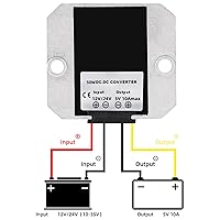 Vista 3 de Regulador convertidor reductor de voltaje DC a DC de 12 V/24 V a 5 V 10 A 50 W, regulador convertidor reductor reductor de voltaje impermeable