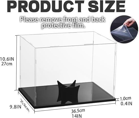 Football Display Case Full Size, Acrylic Clear Box with Stand, UV Protected Memorabilia Holder, for Autographed Football Fans & Collectors, Sports Collectibles