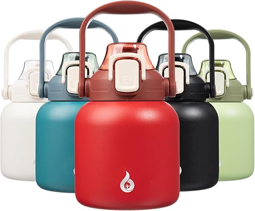 BJPKPK Insulated Water Bottles with Straw, 27 oz Cute Water Bottles with Handle, BPA Free Stainless Steel Metal Jug, Easy Carry Flasks for Men & 20