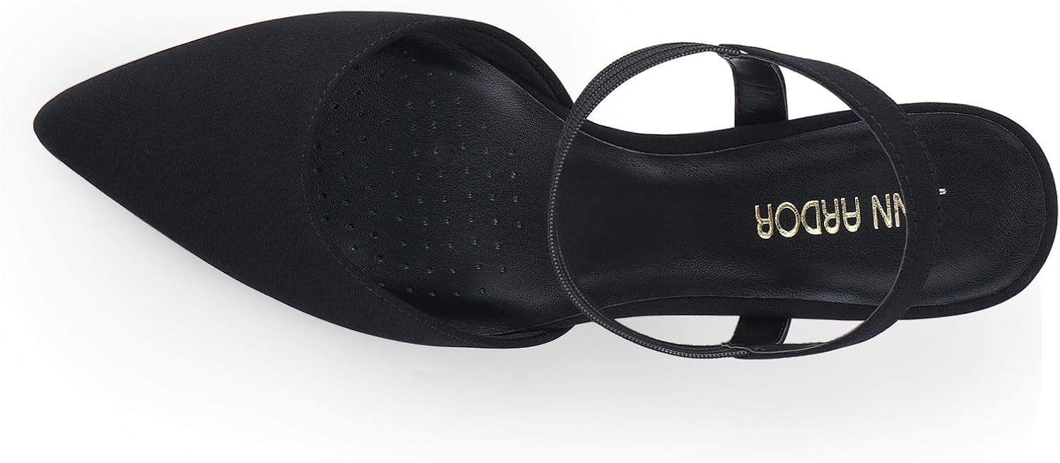 JENN ARDOR Women's Closed Toe Kitten Heels Slingback Pumps Elastic Ankle Strap Sandals Pointed Toe Wedding Prom Dress Shoes - Image 6