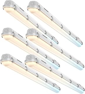 4FT Vapor Tight LED Fixture, 60W/50W/40W/30W 7800LM LED Vapor Proof Light Fixture 6000K/5000K/4000K/3500K/3000K,100-277V, ETL Listed, IP65 Waterproof Shop Lights for Garage, Warehouse, Workshop, 6Pack