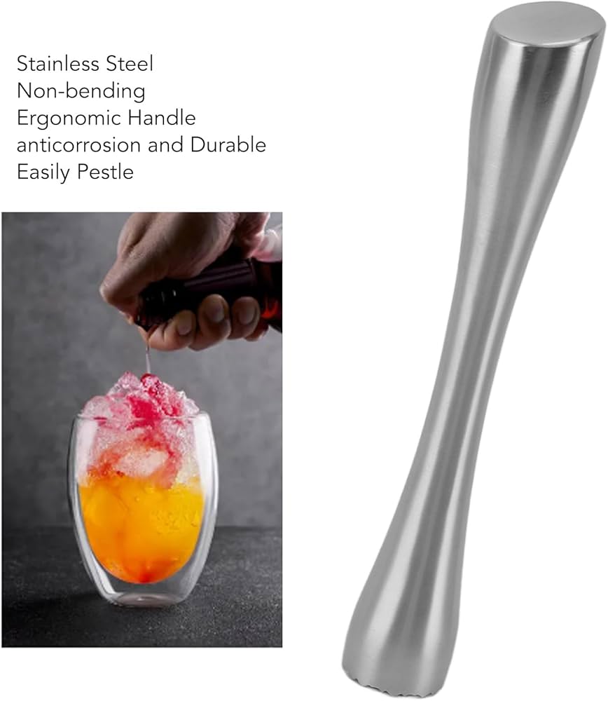 RUCUDIM Set Di 2 Pestello Da Cocktail E Cucchiaio Da Cocktail in Acciaio Inox Cocktail Muddler,strumenti Mojito in Acciaio Inox,mojito Muddler Pestello Cocktail in Bar Spoon Strumenti Per Barman