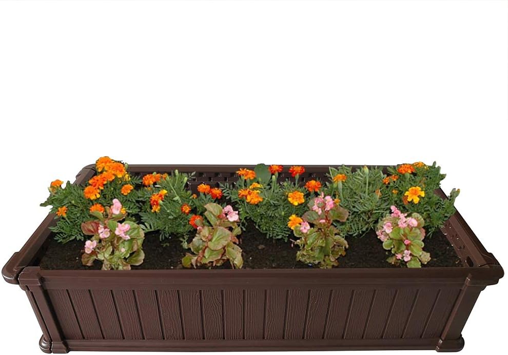 Modern Home Raised Garden Bed Kit - Stackable Modular Flower/Planter Kit (4'x2' Brown, Single)