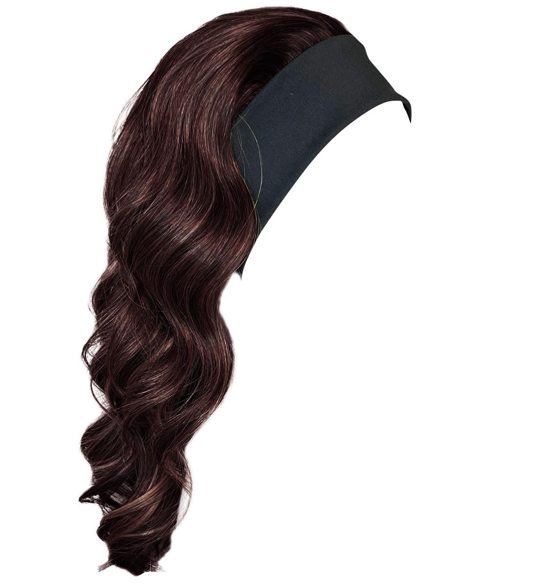 Kim Kimble 18" Wavy Waves Headband Wig, Long Layered Hair With Black Headband and Comb Clip, 3/4 Cap - Average Cap Size, MC4 35SS Sangria
