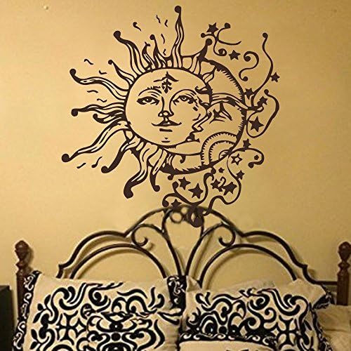 Amazon｜Wall Decal Sticker Sun Moon Crescent Dual Ethnic Stars Night