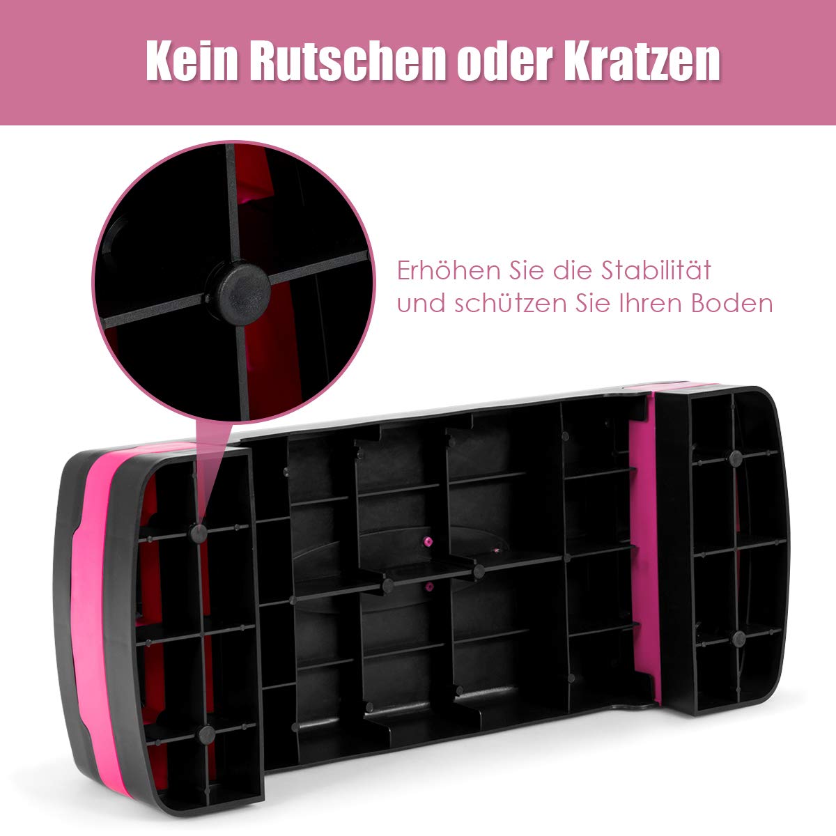 GOPLUS Aerobic Stepper, Höhenverstellbares Steppbrett, rutschfeste Step Bench, Trainingsgerät für Zuhause, mit 2 Stufen, bis 250 kg Belastbar, für Aerobic und Fitness-Workouts