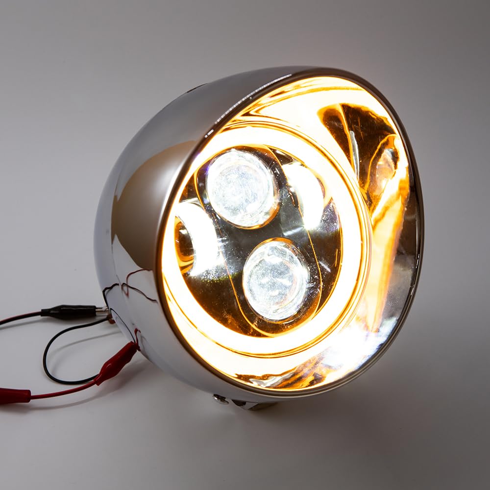 Faro delantero para motocicleta 7'' Faro retro universal para Cruiser Cafe Racer CA250 Steed400 Steed600 Magna250 (Plata)