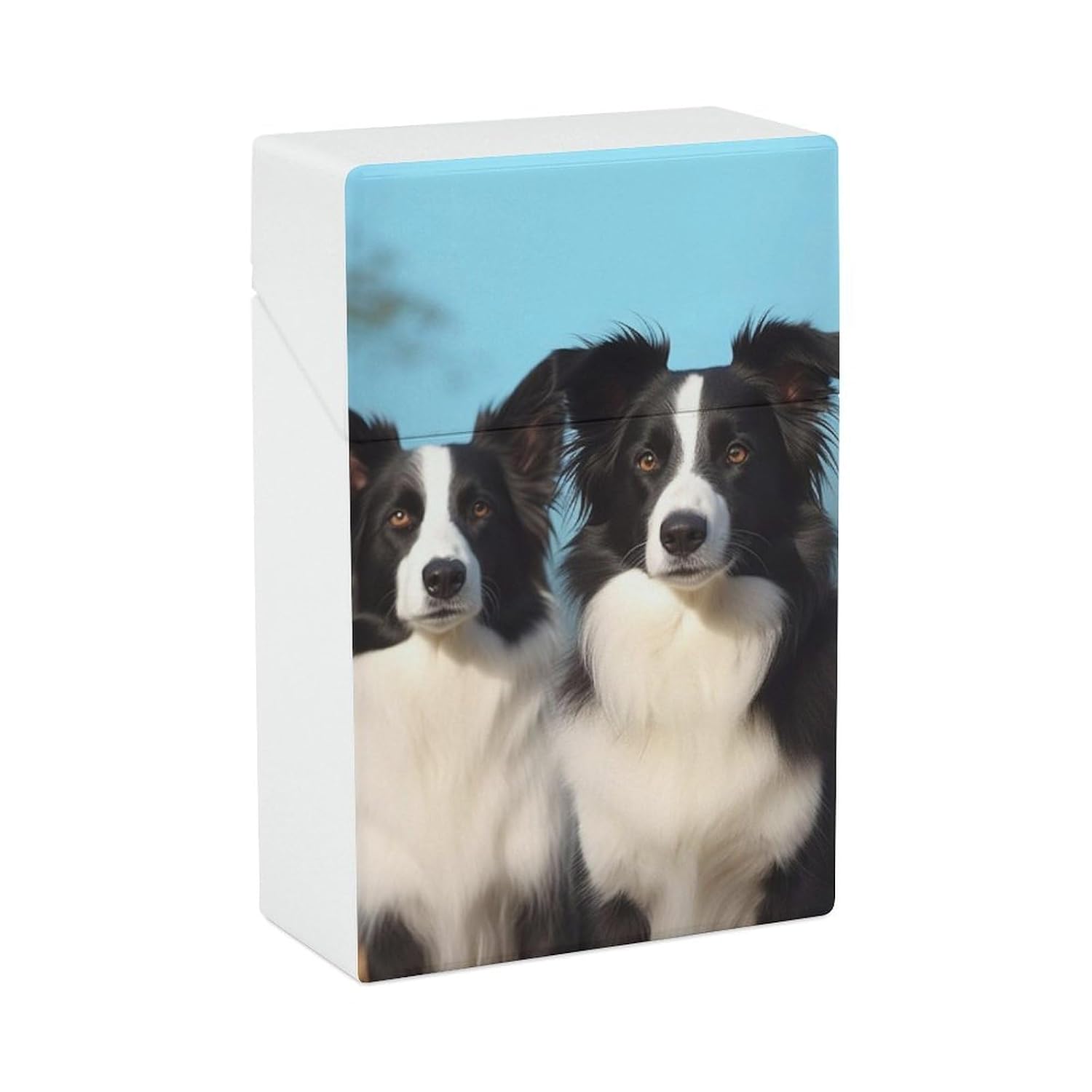 Border Collie Cigarette Case with Switch Flip Closure, Cigarette Holder Case for Men Women, Cigarettes Smoking Accessories, Plastic Box for Smoke, Cigarette Hard Box Holder