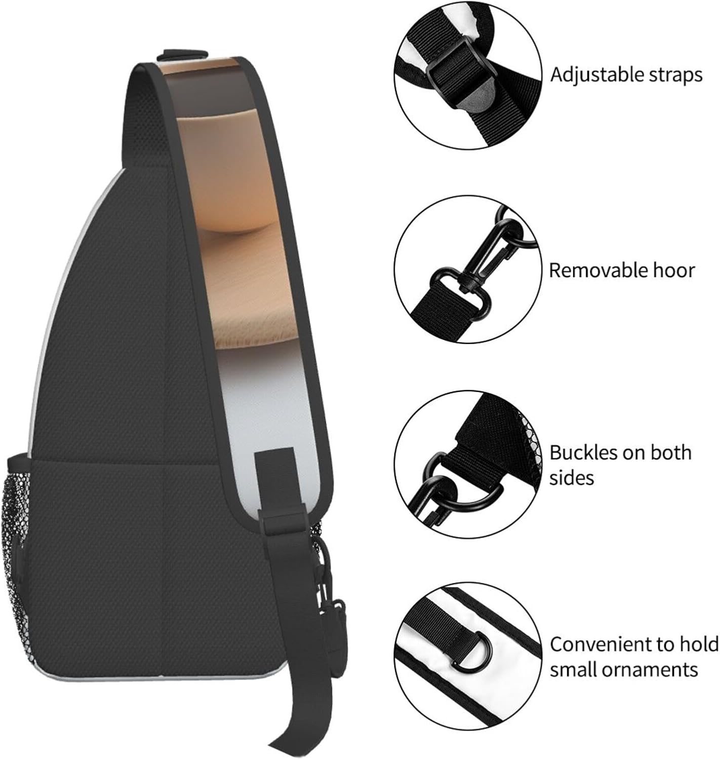 Men's Coffee cup on table Print Crossbody Sling Bag - Casual Shoulder Backpack with Adjustable Strap for Running, Hiking & Daily Commutes