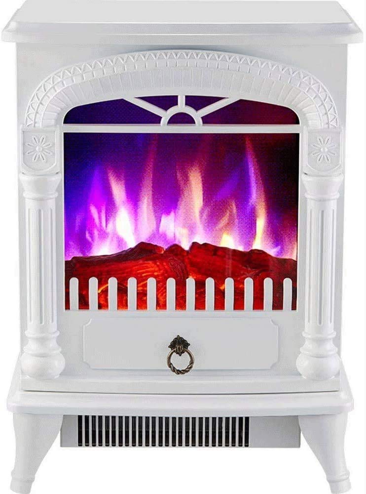 AGAATI Post Free Standing Electric Fireplace Cute Electric Heater Log Fuel Effect Realistic Flame Space Heater 1500- （White Black） (Color: Black) (Black) (White) (Whit