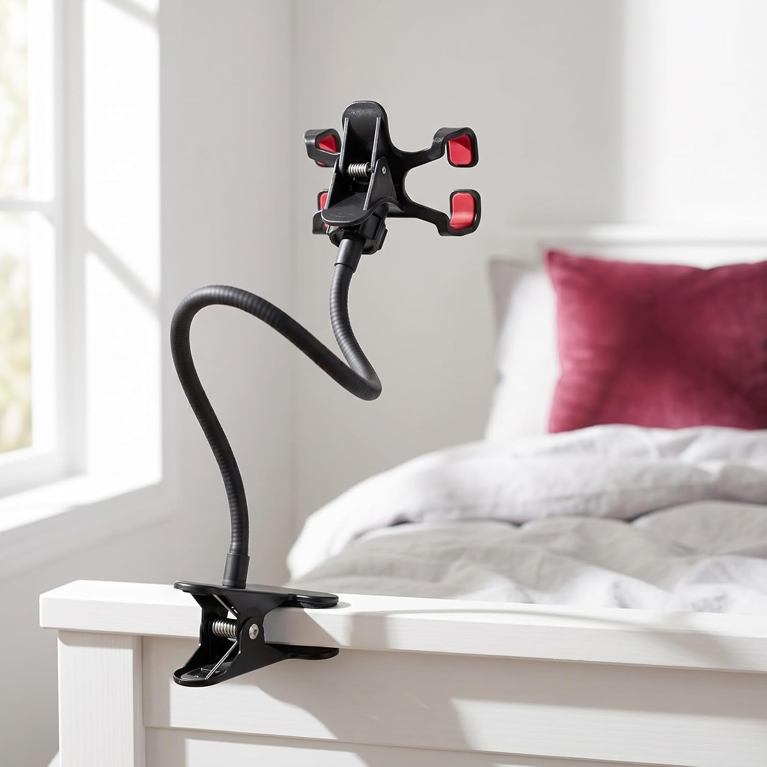 COHEALI Gooseneck Phone Holder Flexible Long Arm Clamp Stand for Desk and Bedside Headboard Cell Phone Mount Secure Grip Compatible with Smartphones