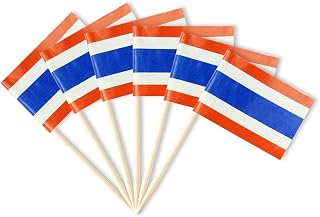 Thailand Flag Small Mini Thai Flag Toothpicks for Party Appetizers, Cupcakes, Cakes, and Food, Perfect for National Holidays, Sports Events, and Themed Parties