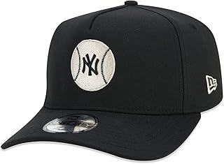 Bone New Era 39THIRTY A-Frame MLB New York Yankees Core Aba Curva Preto Aba Curva Stretch Fit Preto