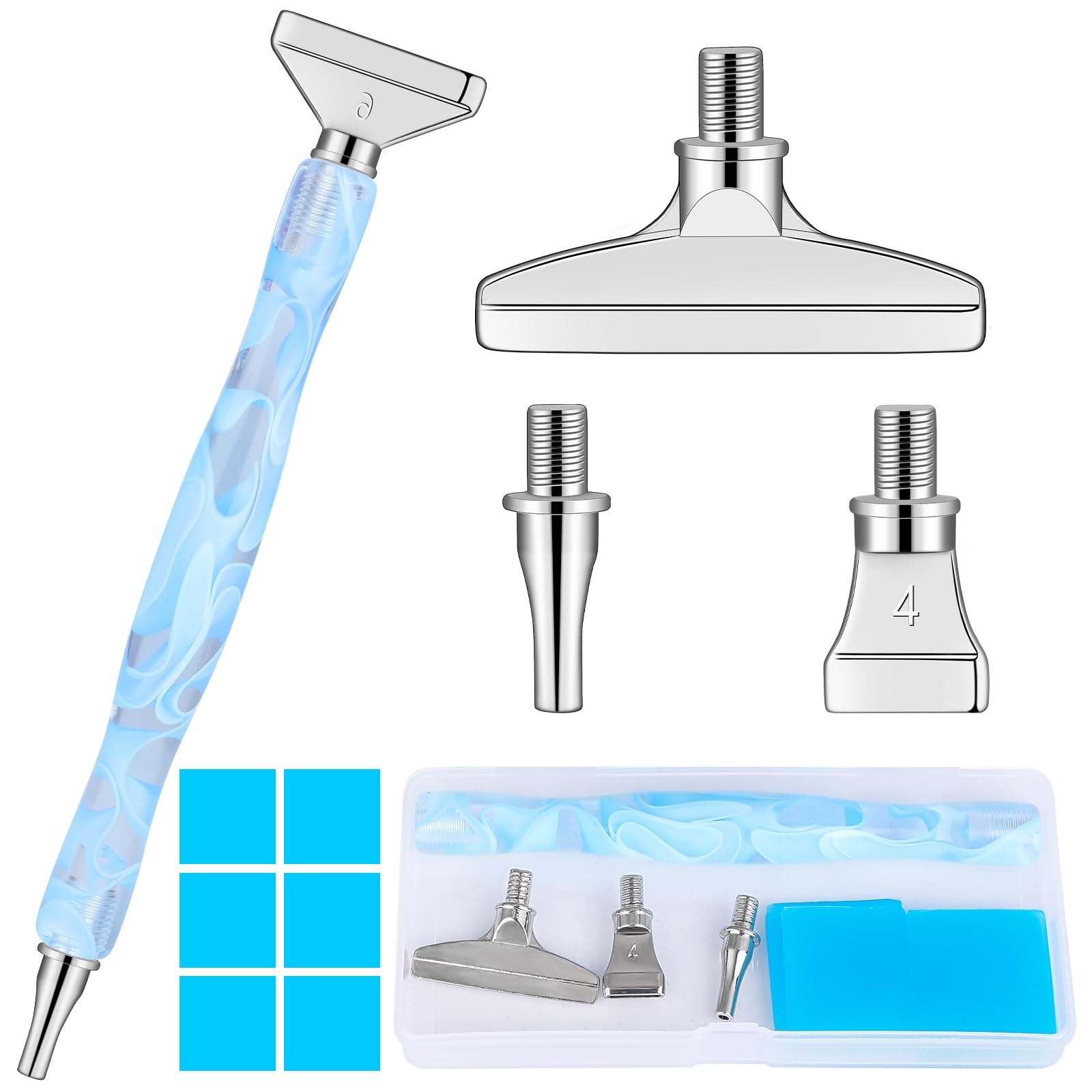 Heflashor Diamond Painting Pens,Stainless Steel Metal Screw Thread Tips Diamond Painting Accessories Pen with Ergonomic Resin,Diamond Art Pen for DIY Craft,Embroidery Decor