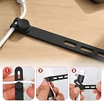 10PCS Silicone Cable Ties, Reusable Cord Organizer Wraps with Locking Buckle, Soft Elastic Wire Ties for Charger Cord Management, Durable for Home Office Desk Accessories (White)