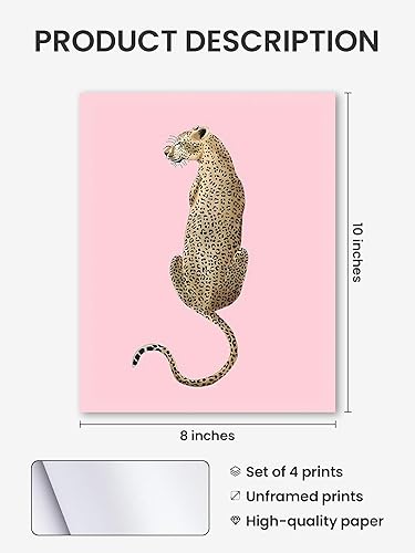 Miniatura 3 de FGFK Juego de 4 impresiones artísticas de pared retro con diseño de labios de guepardo retro de 8 bolas, lazo coqueta rosa, cerezo, retro, retro,