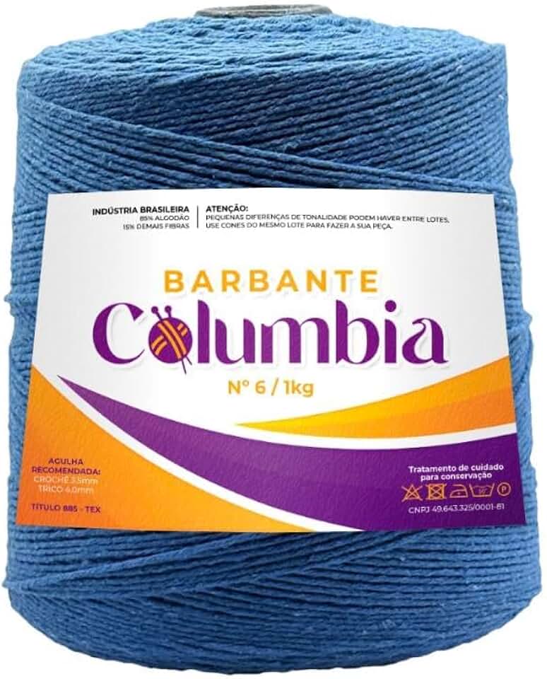 Atacadão das Linhas - Barbante Colum bia 1KG fio 6 matéria-prima ecológica (85% algodão e 15% outras fibras) Maciez, resistência e acabamento impecável (AZUL PETRÓLEO)
