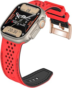 YISIWERA Sport Silicone Waterproof Replacement Band Compatible with Apple Watch Band 38mm 40mm 41mm for Women Men,Soft Silicone Breathable Strap for iWatch Series 9 8 7 6 5 4 3 2 1 Ultra SE Red