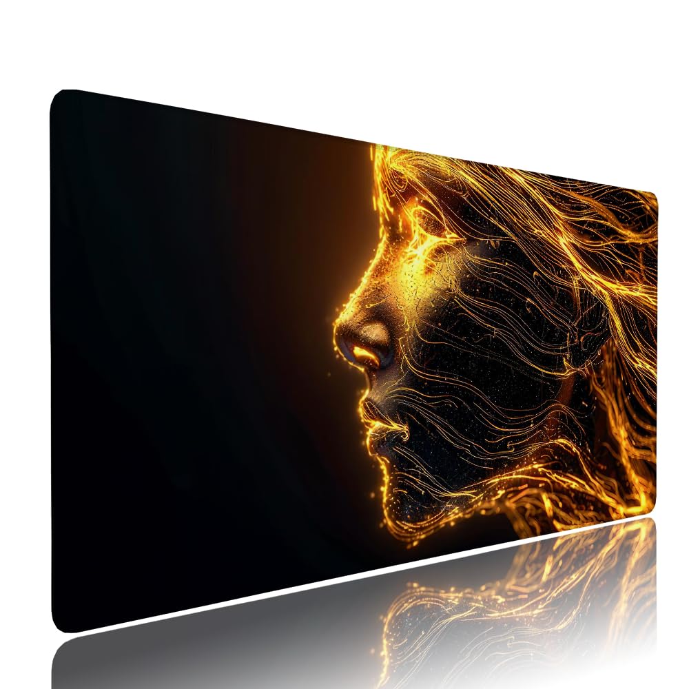 Tappetino Mouse Gaming xxl Accessori Scrivania Ufficio Nero Astratto Grande Tappetino Mouse e Tastiera Sottomano da Scrivania 1200x600x3mm Base Antiscivolo, per PC Gamer Laptop Studio Casa d-314