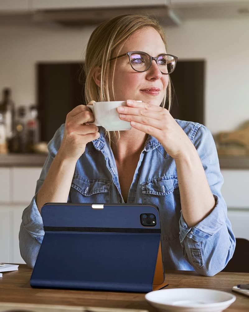 DTTO Case for iPad Pro 11 Inch 4th / 3rd / 2nd / 1st Generation 2022/2021/2020/2018,Premium PU Leather Folio Stand Cover with Hand Strap, Auto Wake/Sleep,Multiple Viewing Angles, Navy Blue - Image 7