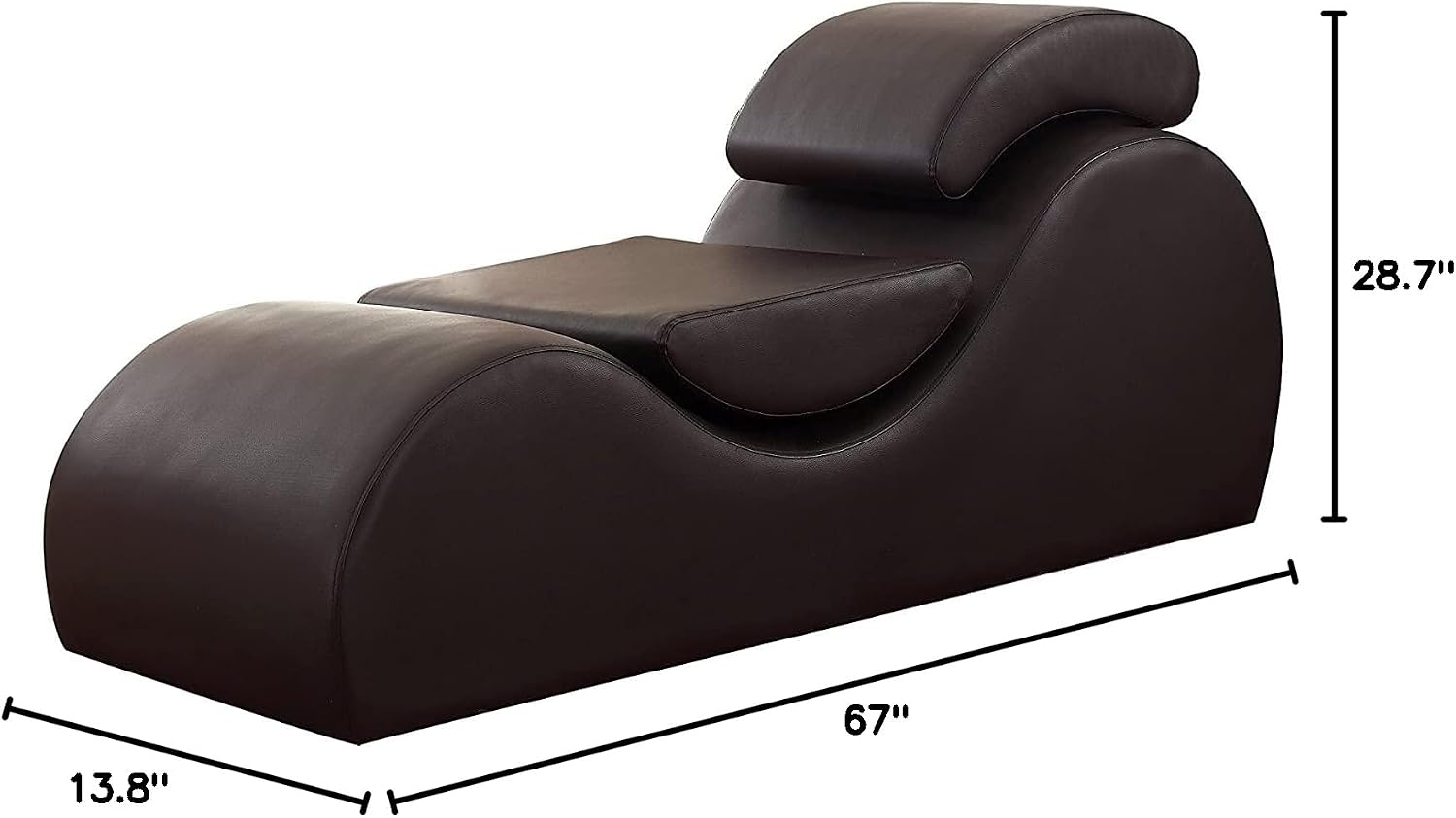 Container Furniture Direct Yoga Collection Modern Faux Leather Stretch Relaxation Living Room Chaise Lounge, Chocolate