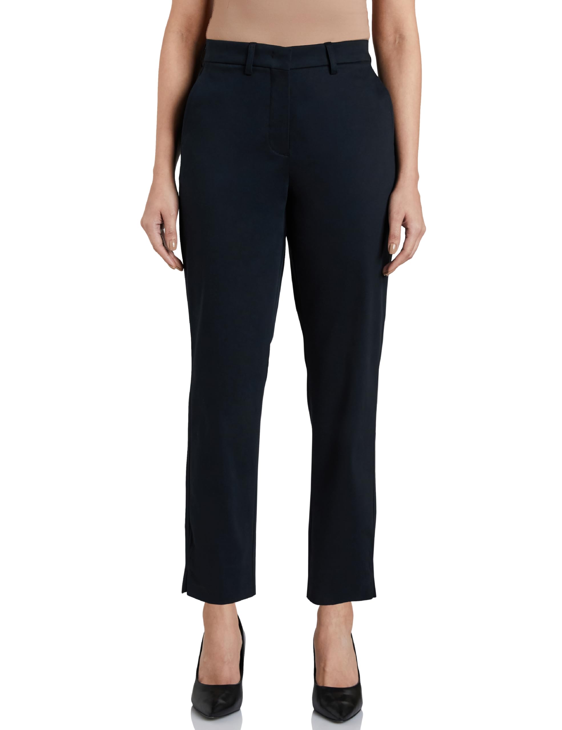 symbol premium Women's Mid Rise Cotton Tapered Trousers (Flexi-Waist | Smart Casual Pants)-picture-40