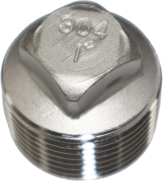 1 NPT Male 304 Pipe Plug, 1-Inch Industrial Threaded Fitting