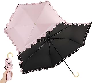 日傘 超軽量 折りたたみ傘 レディース フリルレース 6本骨 折りたたみ日傘 UVカット 遮熱 UVカット率完全遮光999％小型 コンパクト 携帯便利 日焼け防止 熱中症対策 梅雨対策 紫外線遮断 晴雨兼用