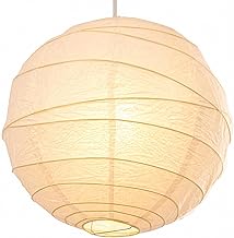24" Large White Paper Lantern Ceiling Light Shade – Bamboo Frame, Soft Warm Glow – Japandi Minimalist Hanging Lamp for Living Room, Bedroom, Wedding Décor (60cm White)