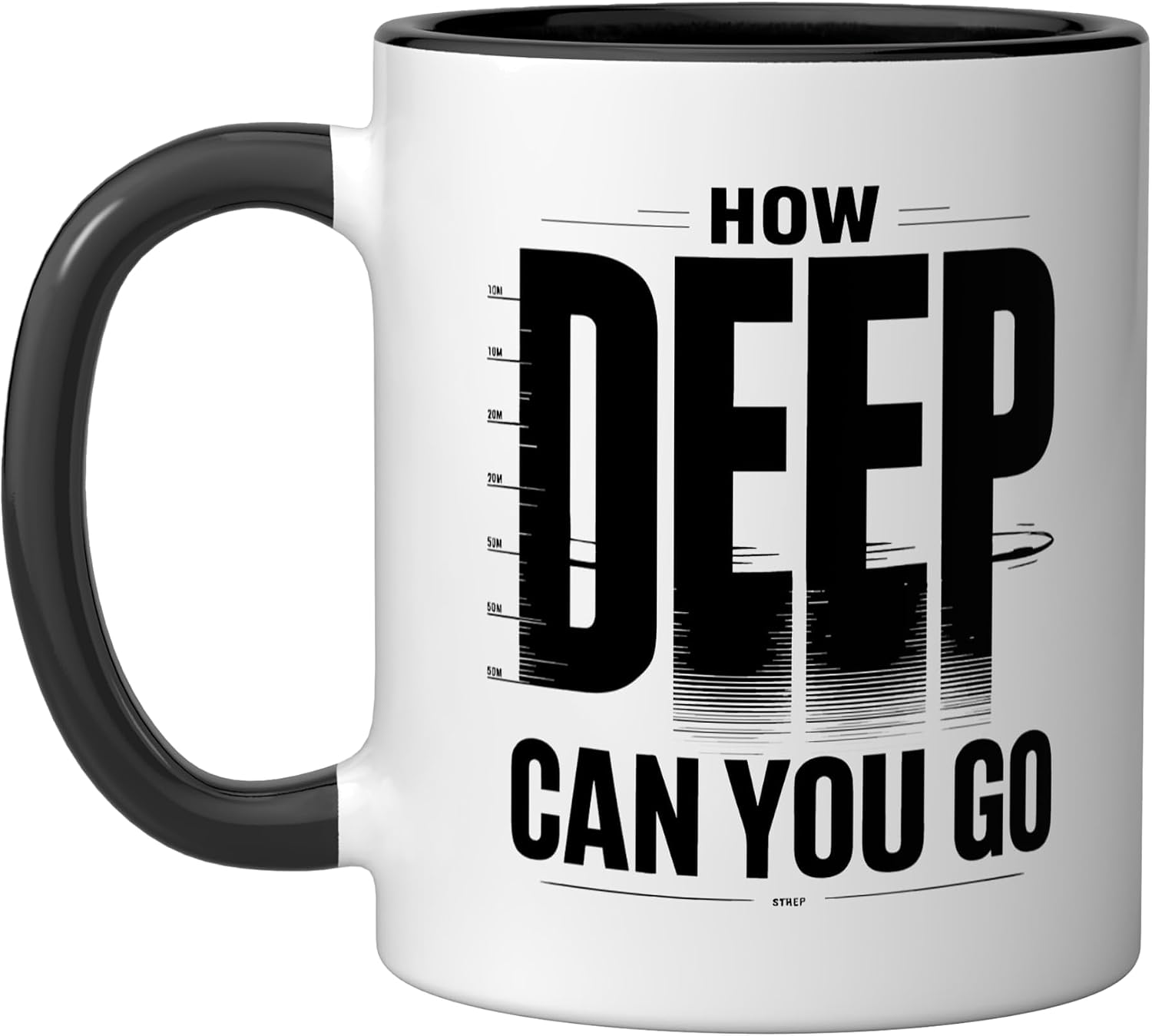 Freediver How Deep Can Go Ocean Depth Humor Freediving Diver Ceramic Mug, Red/White, 15oz image 4