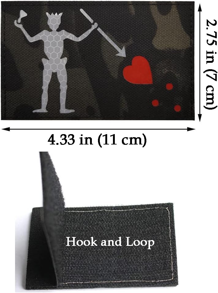 AliPlus 2PCS Blackbeard Edward Pirate Patches Reflective Hook and Loop