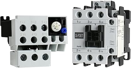Baomain 3-Pole 50A Ith Magnetic AC Contactor with 22-34A Adjustable Thermal Overload Relay, 110V Coil, 1NO+1NC Auxiliary Contact, DIN Rail Mount, UL Certified (SP30-110V)