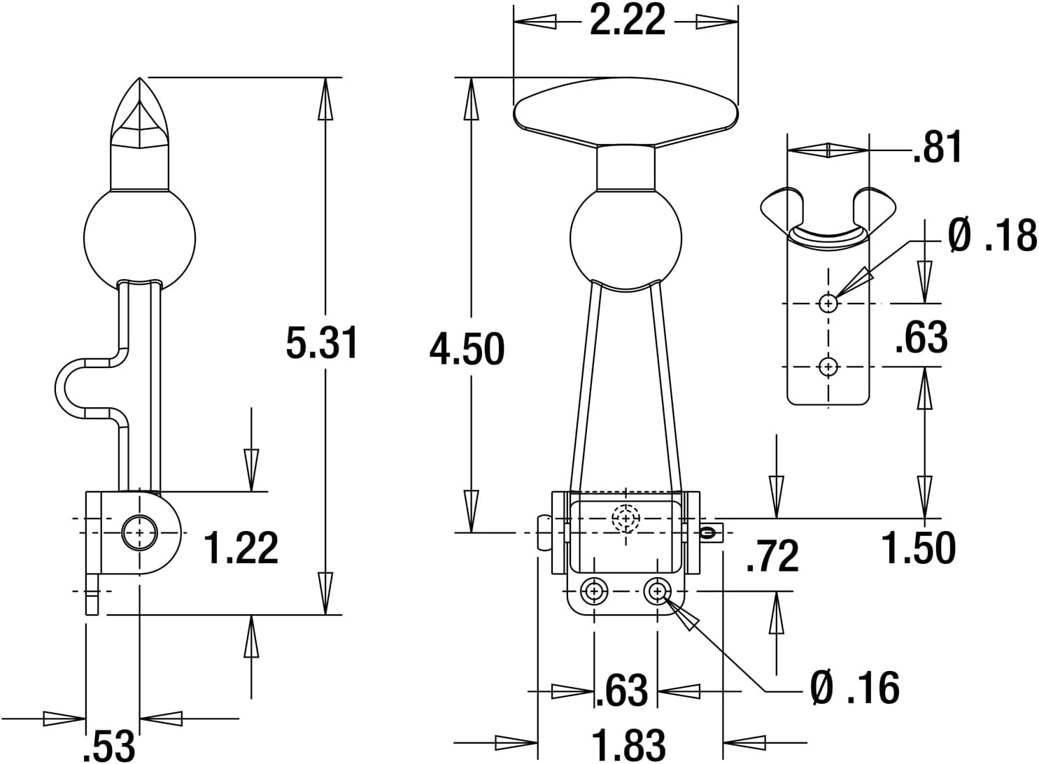 Buyers Products WJ201SS Truck and Trailer Rubber Hood Latch
