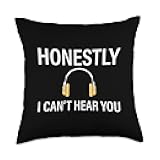 Funny Headphone Music Listener Humor Gift for Men Women Kids Throw Pillow