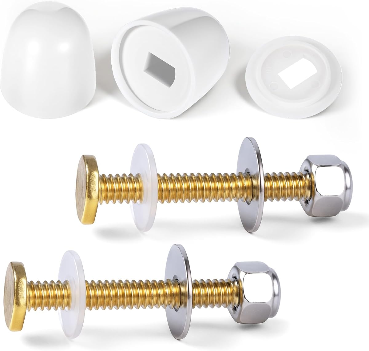 2 PCS Pernos y Tapas para Piso de Inodoro Armario, Kits de Pernos Universales para Inodoro a Pisos Juego de Pernos y Tuercas de Fijación para Inodoros de Acero Inoxidable Juego de Pernos para Inodoro con Arandelas y Tapa Decorativa