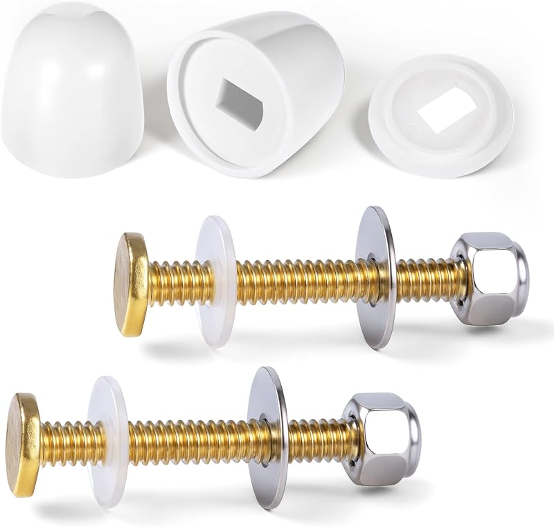 2 PCS Pernos y Tapas para Piso de Inodoro Armario, Kits de Pernos Universales para Inodoro a Pisos Juego de Pernos y Tuercas de Fijación para Inodoros de Acero Inoxidable Juego de Pernos para Inodoro con Arandelas y Tapa Decorativa