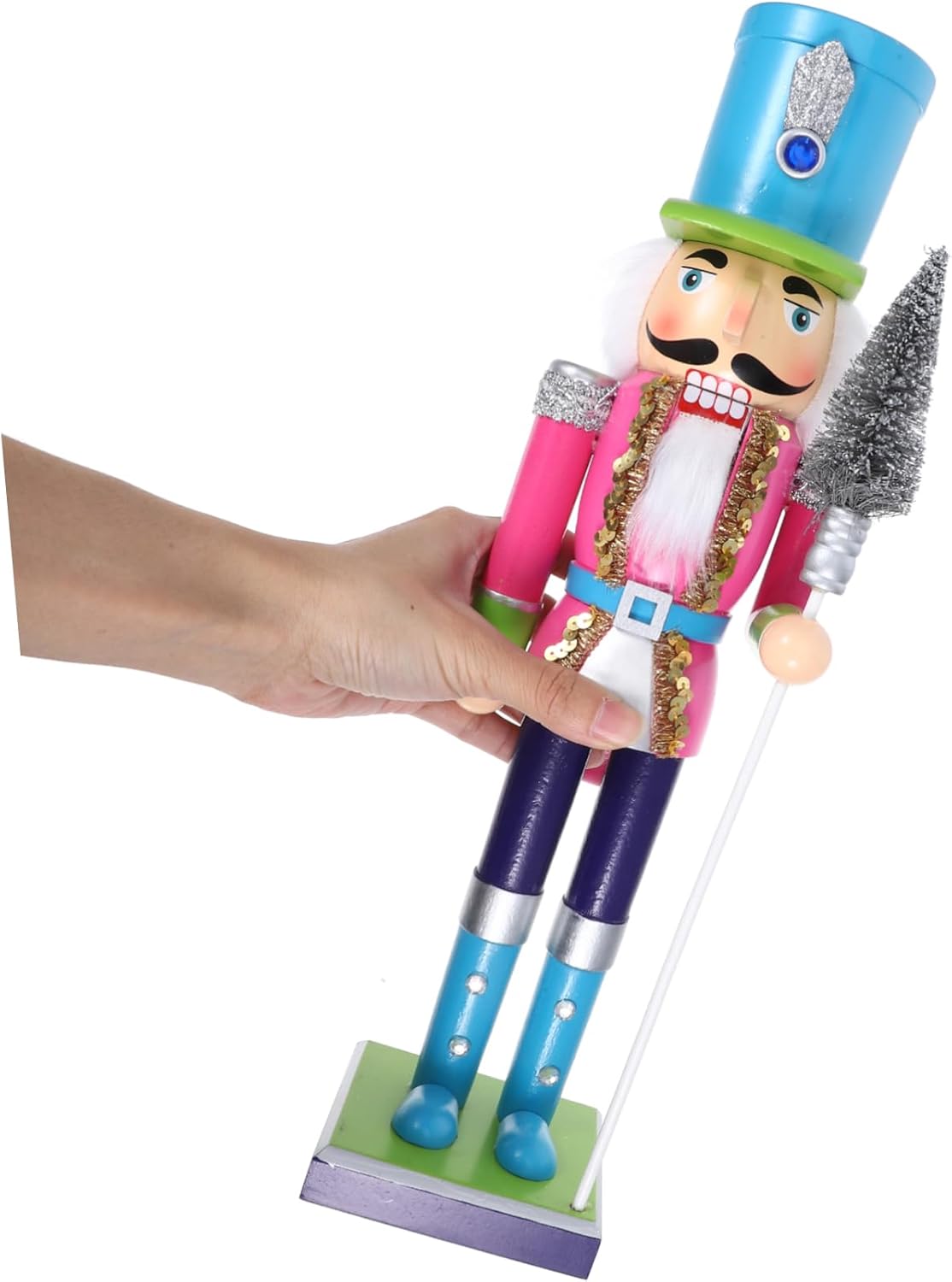 Ciieeo Colorful Wooden Nutcracker Soldier Figure Christmas Desktop Nutcracker Ornament Traditional Xmas Decoration for Shelf and Tabletop Holiday Decor