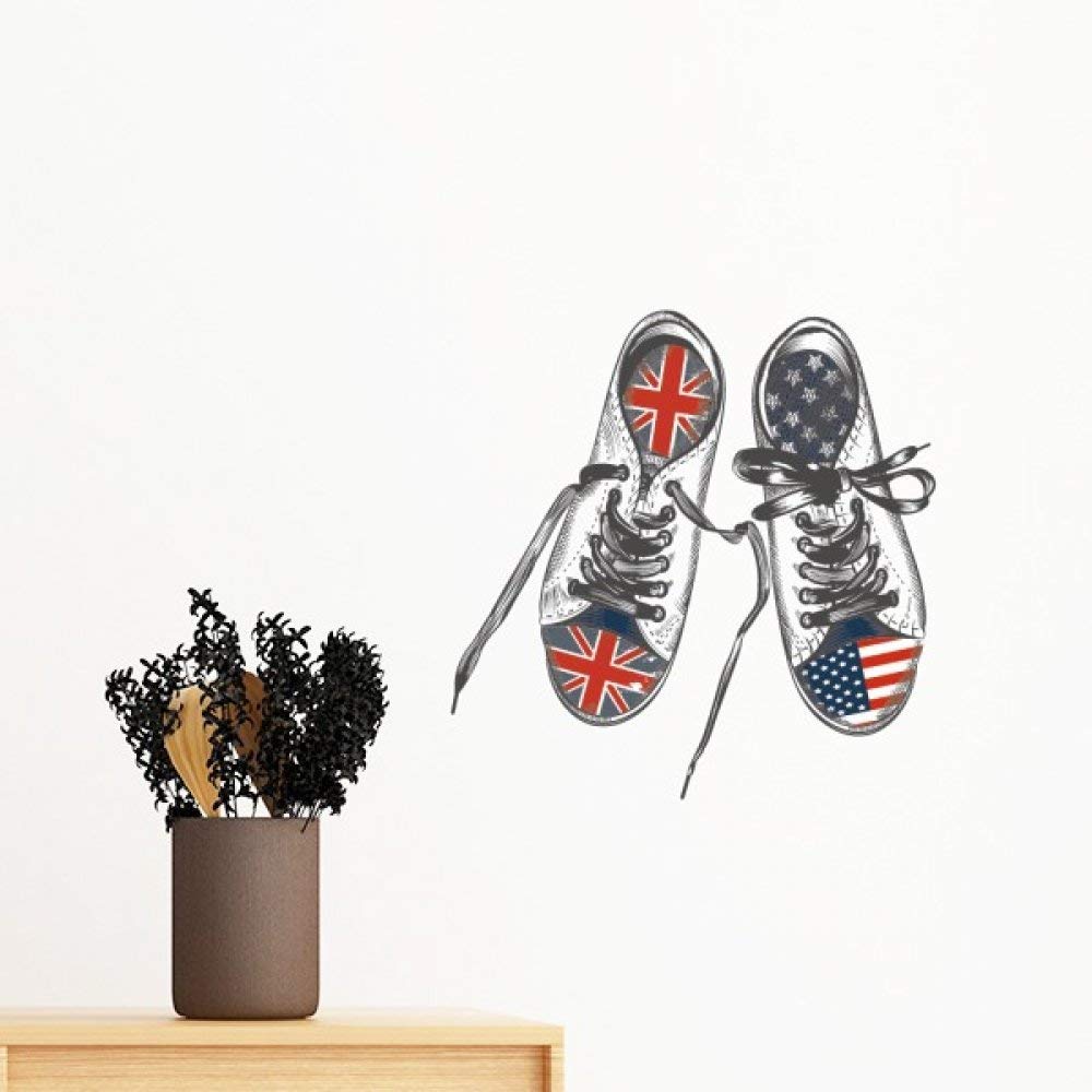 Sticker Mural Chaussures de Toile Drapeau Amovible Sans Abîmer Le Mur