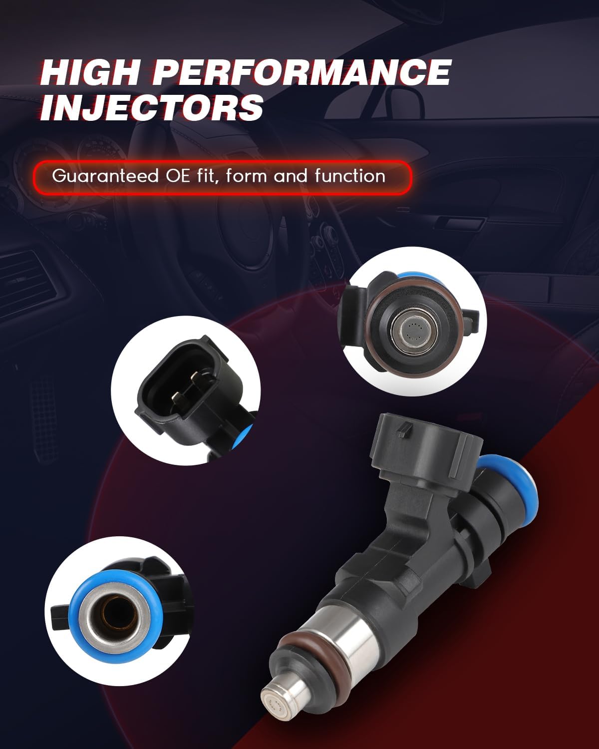 Fuel Injectors Compatible with Nissan Sentra 2013 2014 2015 2016 2017 2018 2019, 1.6L 1.8L, Replace# FJ1191,166003RC0A Set of 4 Fuel Injector