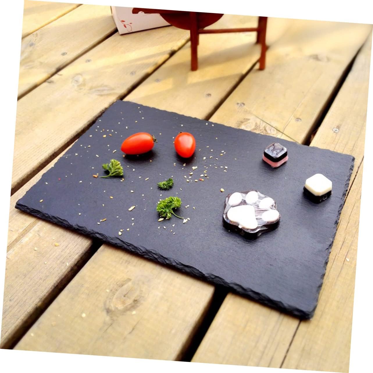 PRETYZOOM 2pcs Elegant Sushi Plate Multi-function Dessert Tray for Home Restaurant Use Black Food Display and Presentation