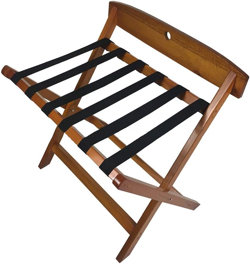 Luggage Rack, Folding Luggage Rack Solid Wood Folding Luggage Rack Hotel Bedroom Suitcase Support Stand with Backrest,One Color