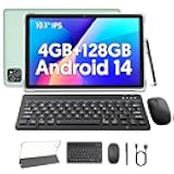 PUTECCH Android 14 Tablet 10 inch Tablets 8GB（4G+4G） RAM 128GB ROM, A523 8-Core CPU,Dual Camera,8000mAh Battery (Green)