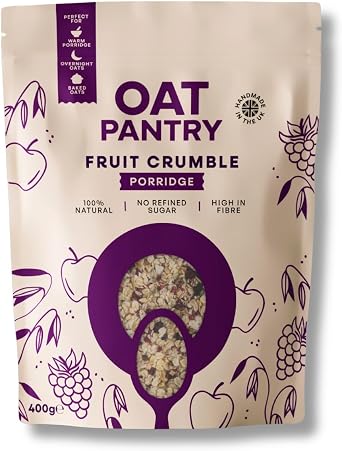 Oat Pantry Fruit Crumble Porridge Oats, 400g 10 Servings | All Natural Ingredients, Gluten Free, High in Fibre, Vegan, No Refined Sugar | UK made