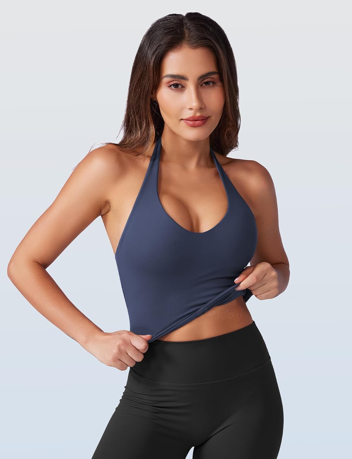 VOYJOY Women Halter Crop Top Padded V Neck Backless Sleeveless Workout Halter Tank Tops Going Out Yoga Gym Clothes - Image 4