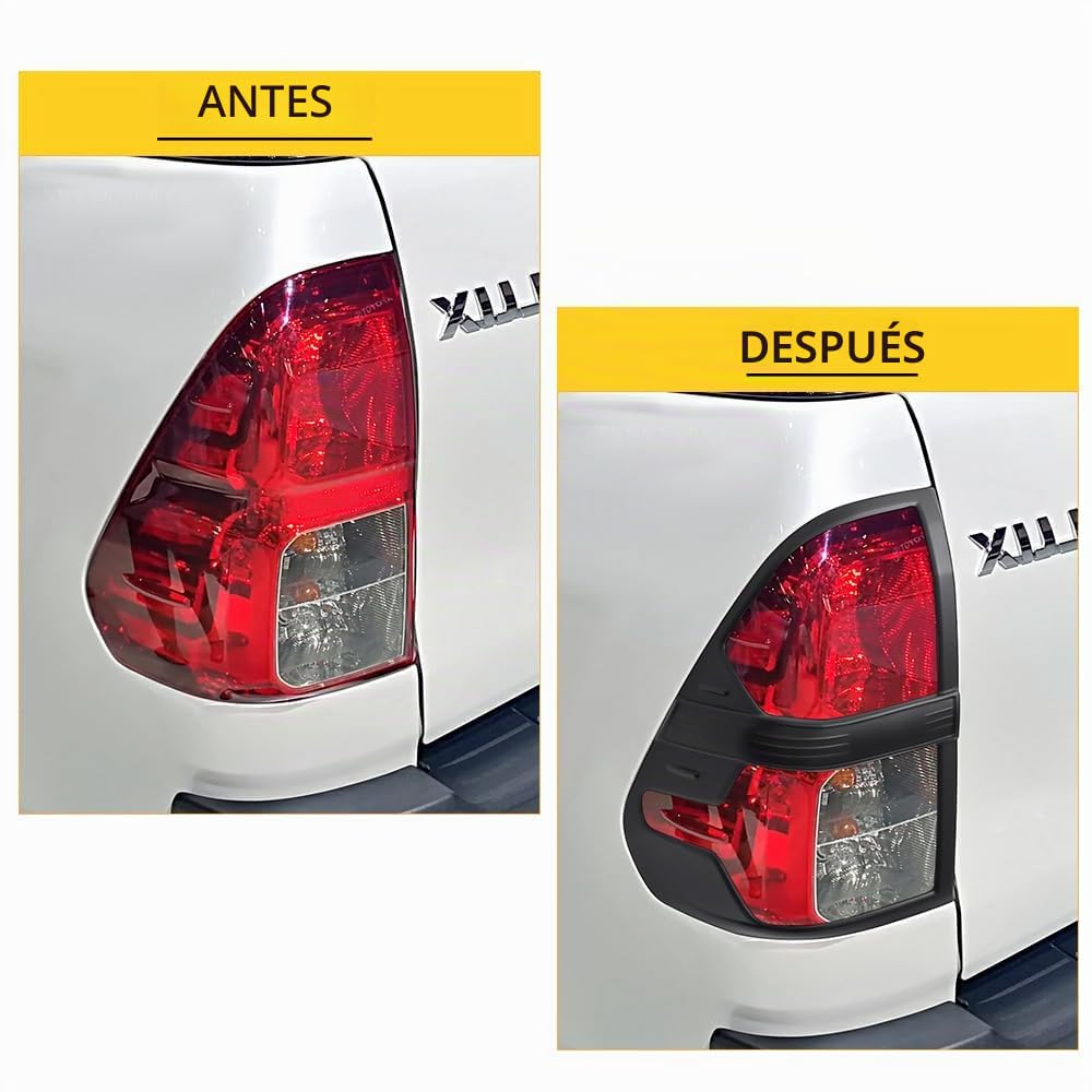 Funda de luz trasera para Toyota Hilux 2015-2020 y 2021-2024 Modelo base Hilux AN110 AN120 AN130 Invincible Revo Rocco ABS Borde de luz